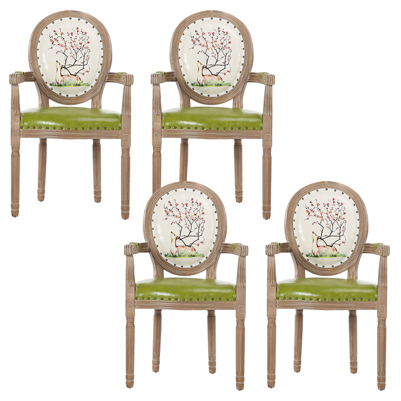 French Country Upholstered Armless Chair Home Solid Wood Dining Chair