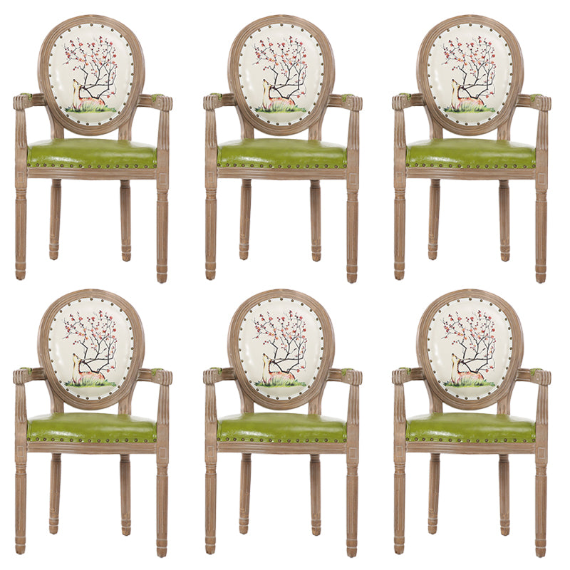 French Country Upholstered Armless Chair Home Solid Wood Dining Chair