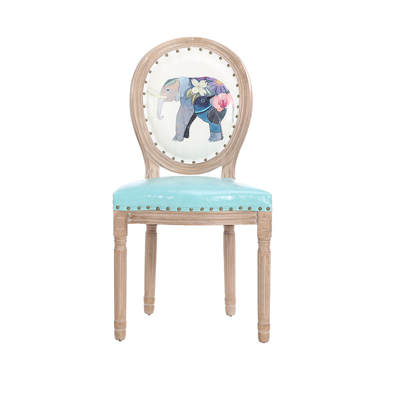 French Country Upholstered Armless Chair Home Solid Wood Dining Chair
