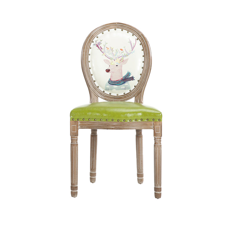 French Country Upholstered Armless Chair Home Solid Wood Dining Chair
