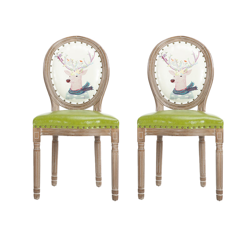 French Country Upholstered Armless Chair Home Solid Wood Dining Chair