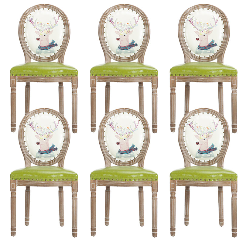 French Country Upholstered Armless Chair Home Solid Wood Dining Chair