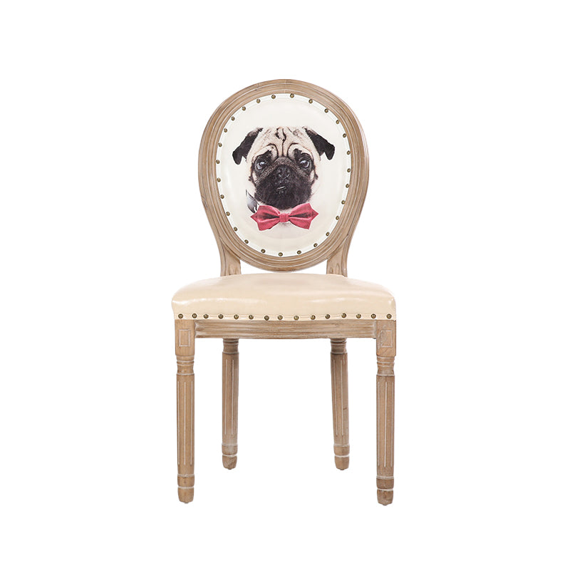 French Country Upholstered Armless Chair Home Solid Wood Dining Chair