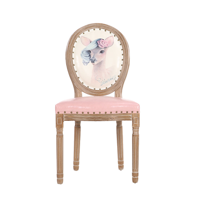 French Country Upholstered Armless Chair Home Solid Wood Dining Chair