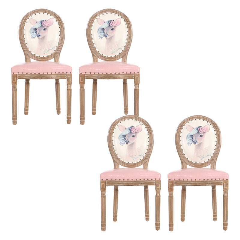 French Country Upholstered Armless Chair Home Solid Wood Dining Chair