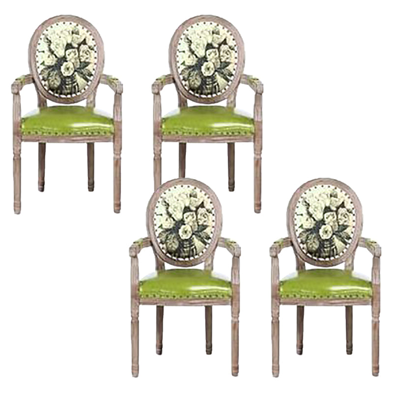 French Country Upholstered Armless Chair Home Solid Wood Dining Chair