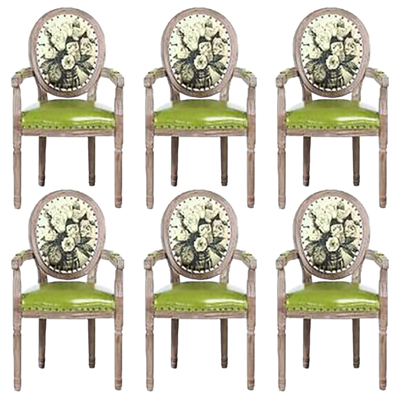 French Country Upholstered Armless Chair Home Solid Wood Dining Chair