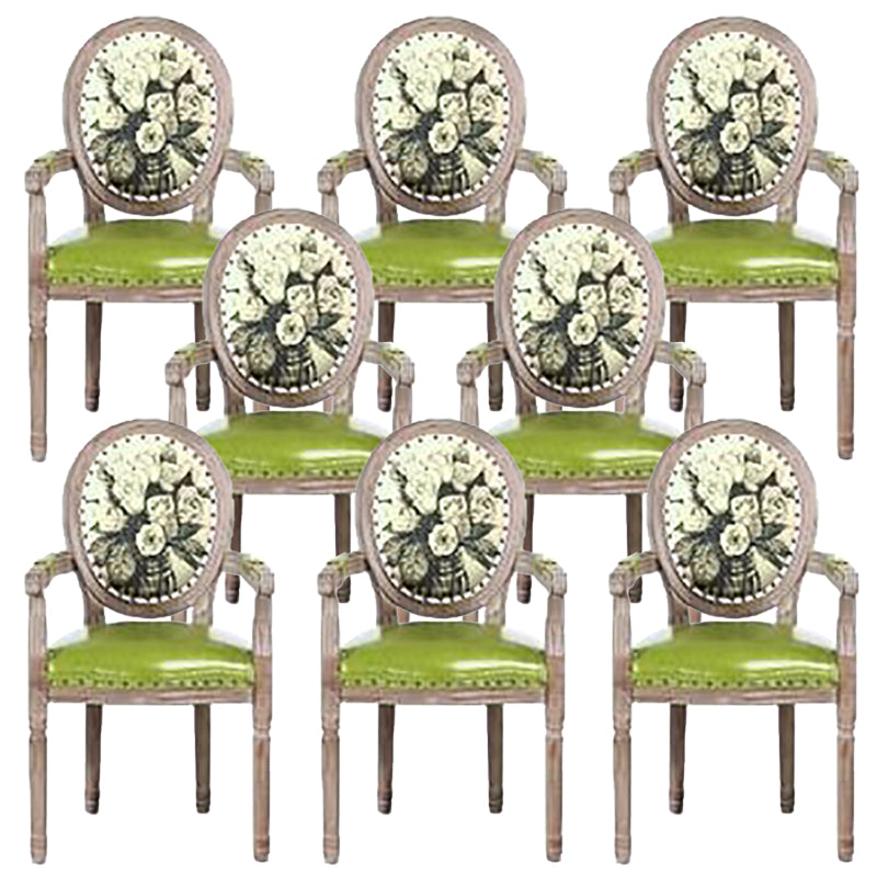 French Country Upholstered Armless Chair Home Solid Wood Dining Chair