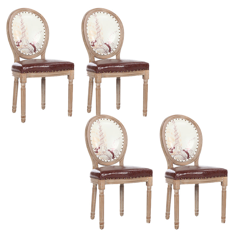 French Country Upholstered Armless Chair Home Solid Wood Dining Chair