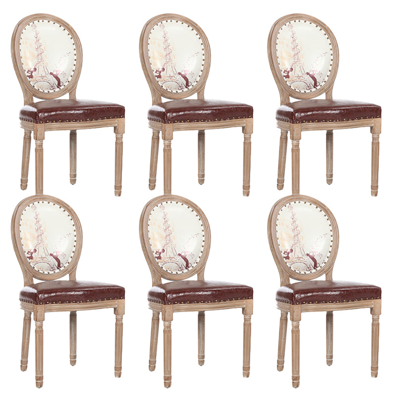 French Country Upholstered Armless Chair Home Solid Wood Dining Chair