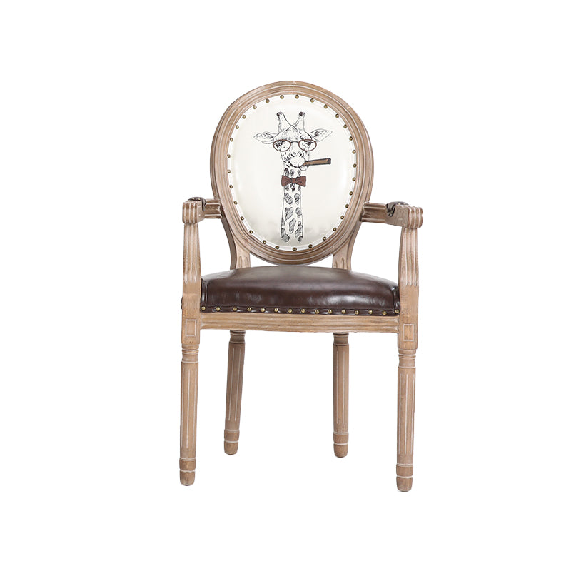 French Country Upholstered Armless Chair Home Solid Wood Dining Chair