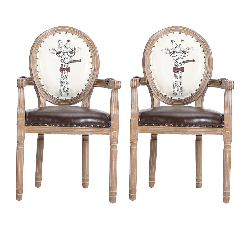 French Country Upholstered Armless Chair Home Solid Wood Dining Chair