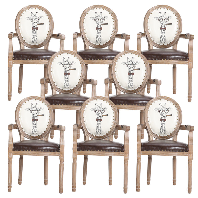 French Country Upholstered Armless Chair Home Solid Wood Dining Chair
