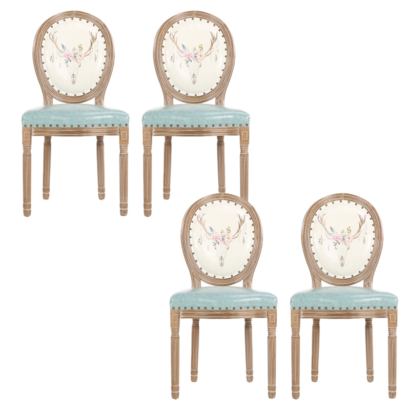 French Country Upholstered Armless Chair Home Solid Wood Dining Chair