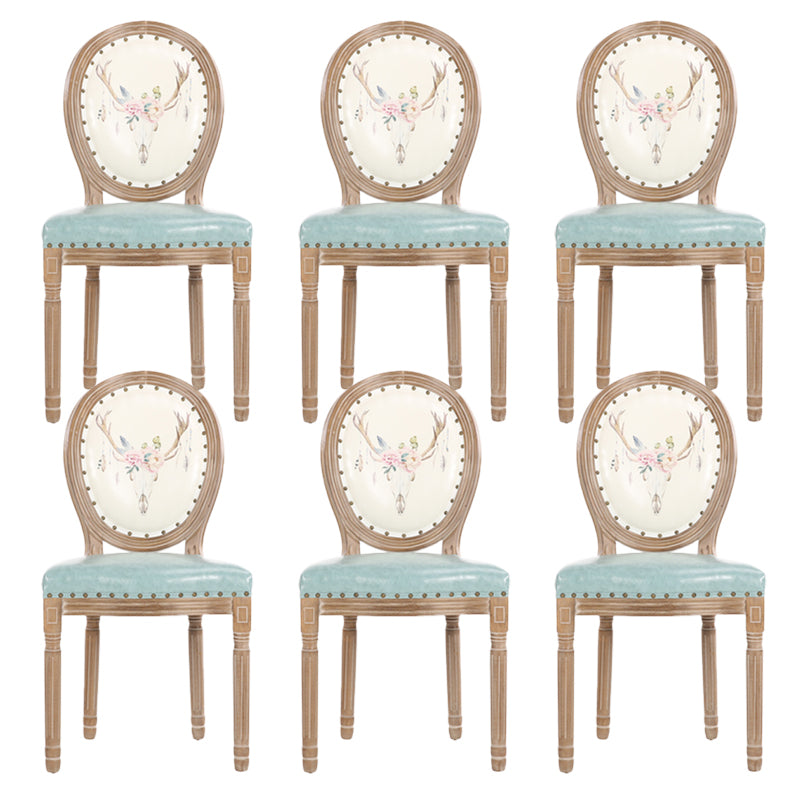 French Country Upholstered Armless Chair Home Solid Wood Dining Chair
