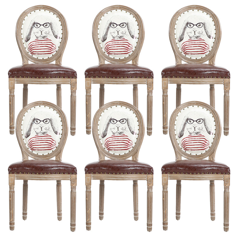 French Country Upholstered Armless Chair Home Solid Wood Dining Chair