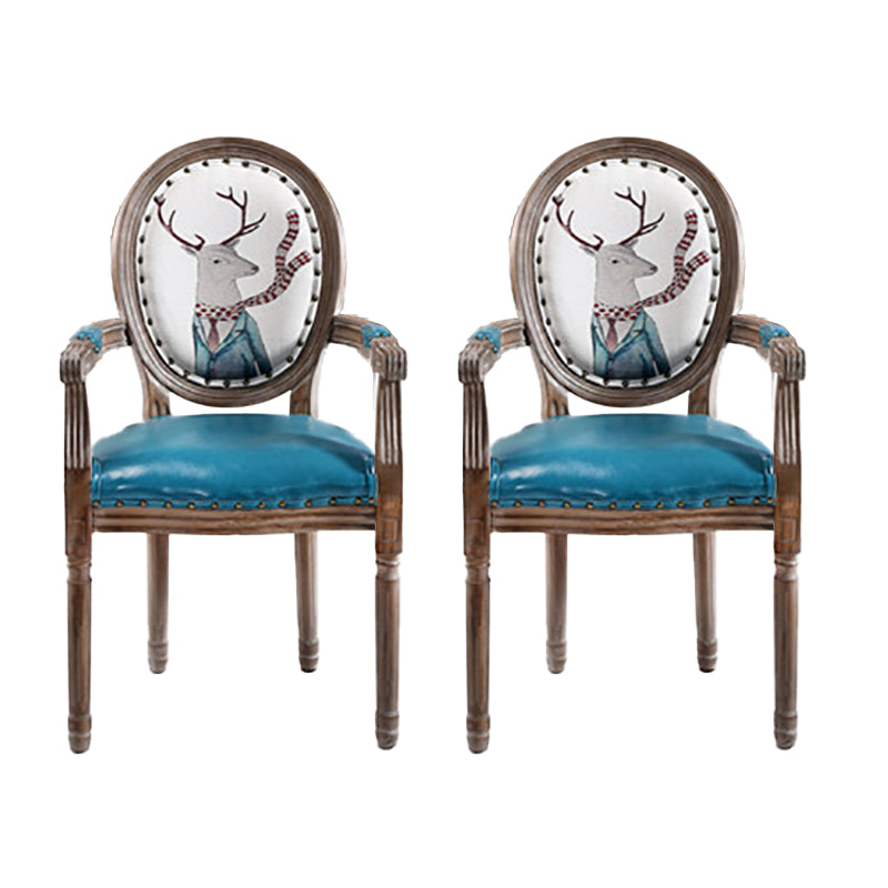 French Country Upholstered Armless Chair Home Solid Wood Dining Chair