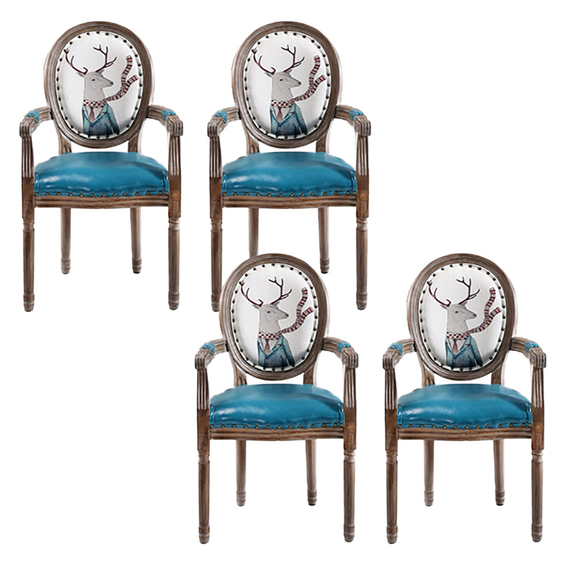 French Country Upholstered Armless Chair Home Solid Wood Dining Chair