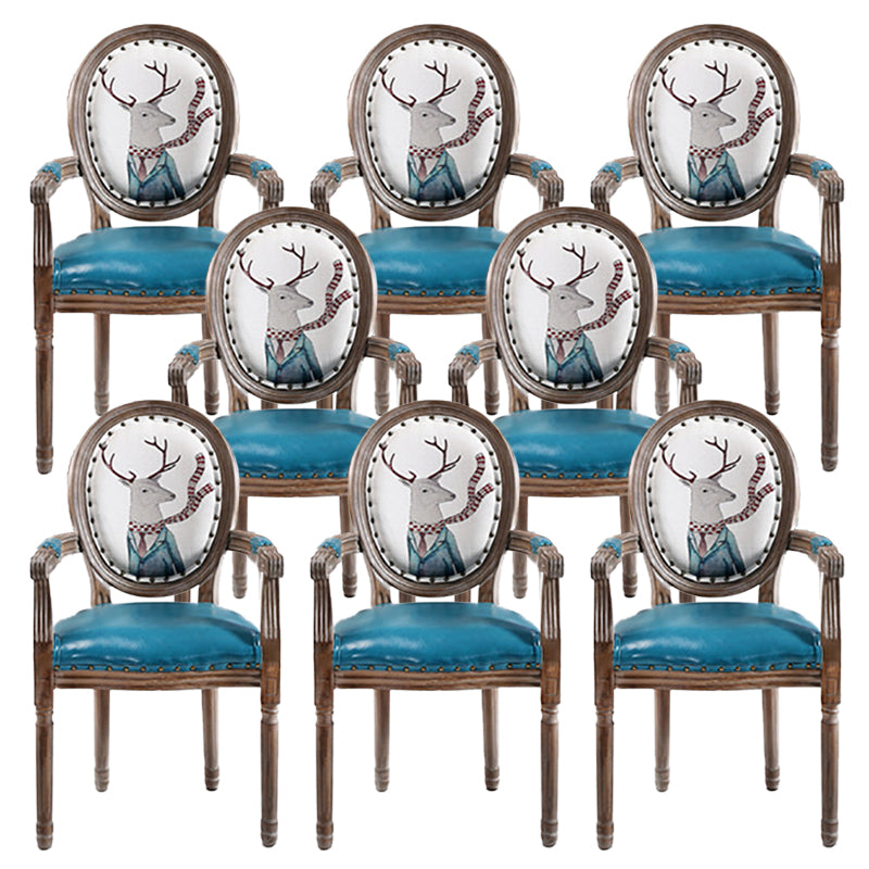 French Country Upholstered Armless Chair Home Solid Wood Dining Chair