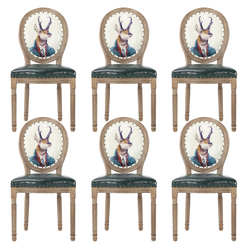 French Country Upholstered Armless Chair Home Solid Wood Dining Chair