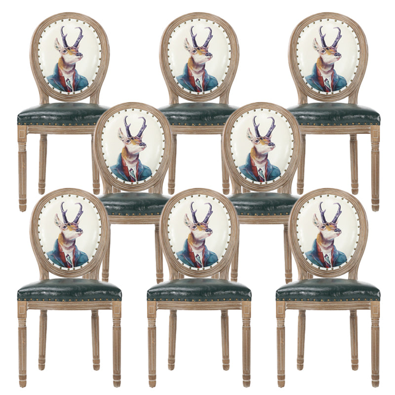 French Country Upholstered Armless Chair Home Solid Wood Dining Chair