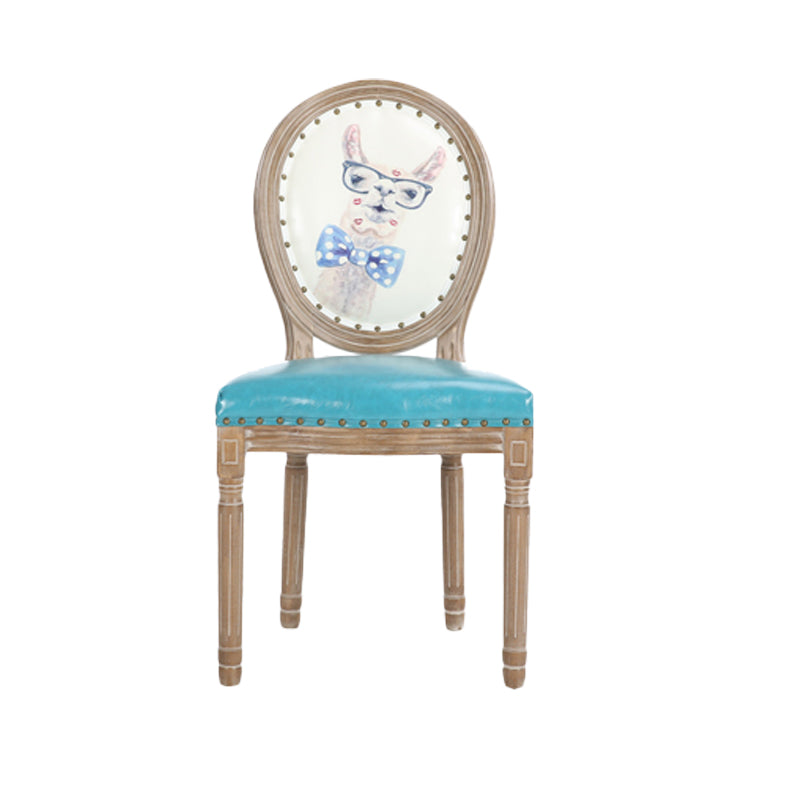 French Country Upholstered Armless Chair Home Solid Wood Dining Chair