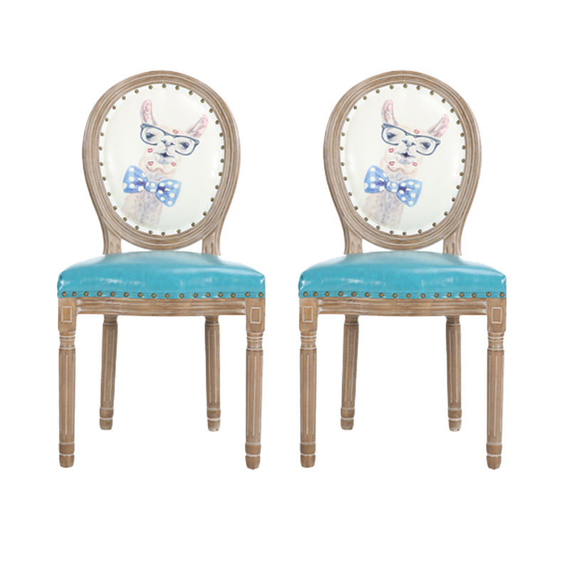 French Country Upholstered Armless Chair Home Solid Wood Dining Chair