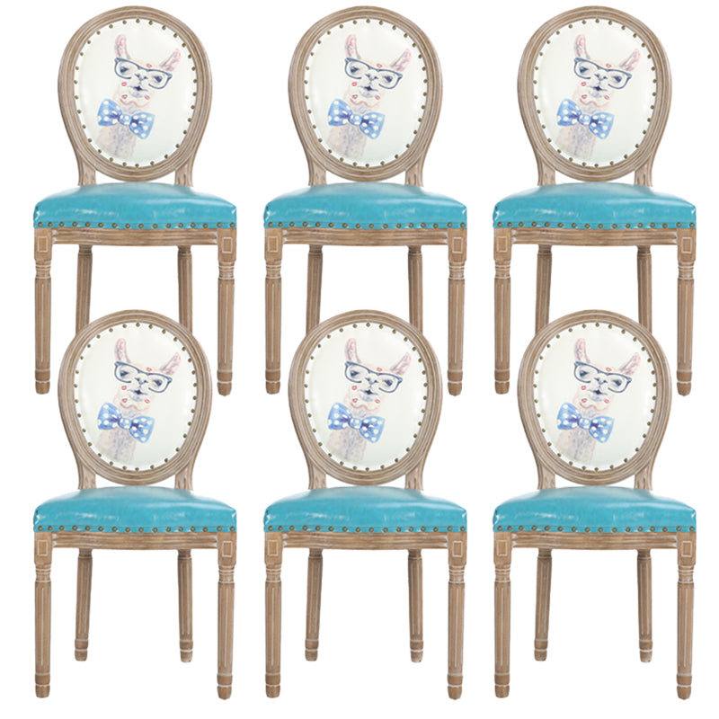 French Country Upholstered Armless Chair Home Solid Wood Dining Chair