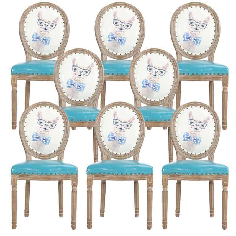French Country Upholstered Armless Chair Home Solid Wood Dining Chair