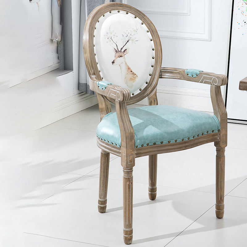 French Country Upholstered Armless Chair Home Solid Wood Dining Chair