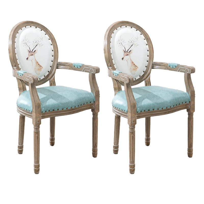 French Country Upholstered Armless Chair Home Solid Wood Dining Chair