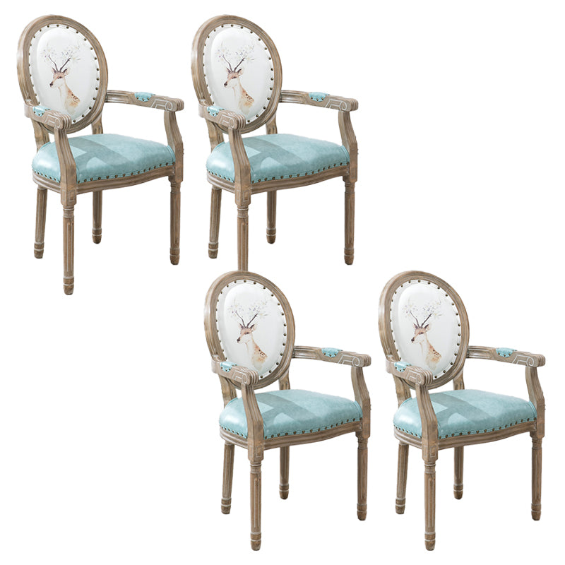 French Country Upholstered Armless Chair Home Solid Wood Dining Chair
