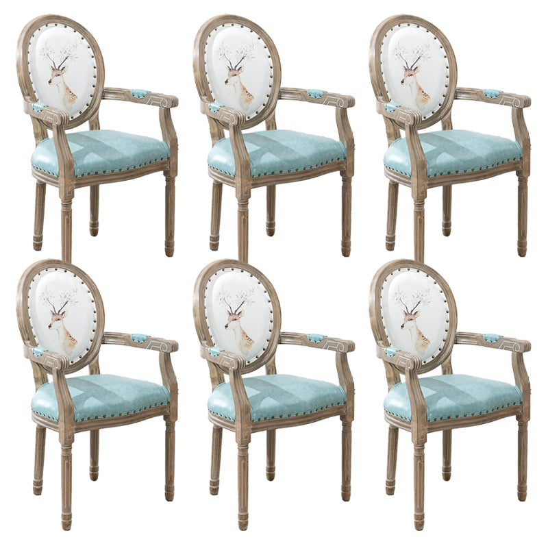 French Country Upholstered Armless Chair Home Solid Wood Dining Chair