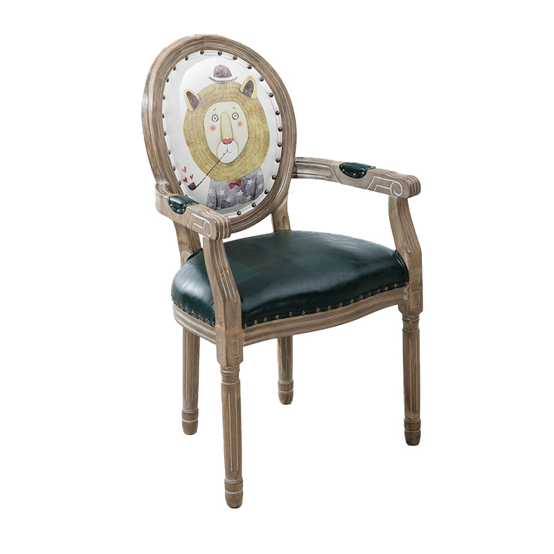 French Country Upholstered Armless Chair Home Solid Wood Dining Chair