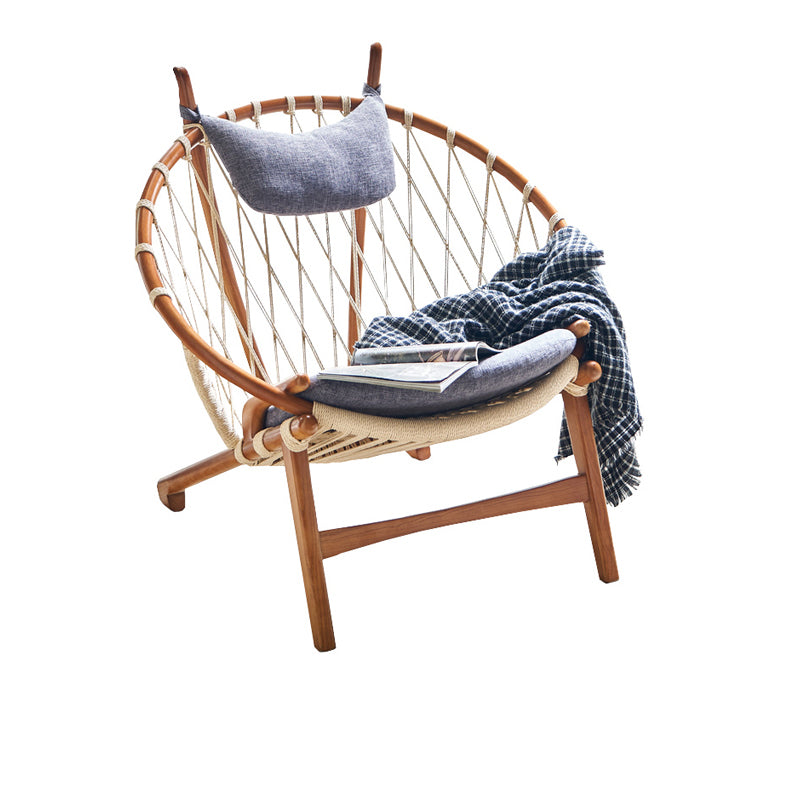 Scandinavian Papasan Chair Solid Color Wooden Papasan Chair for Living Room