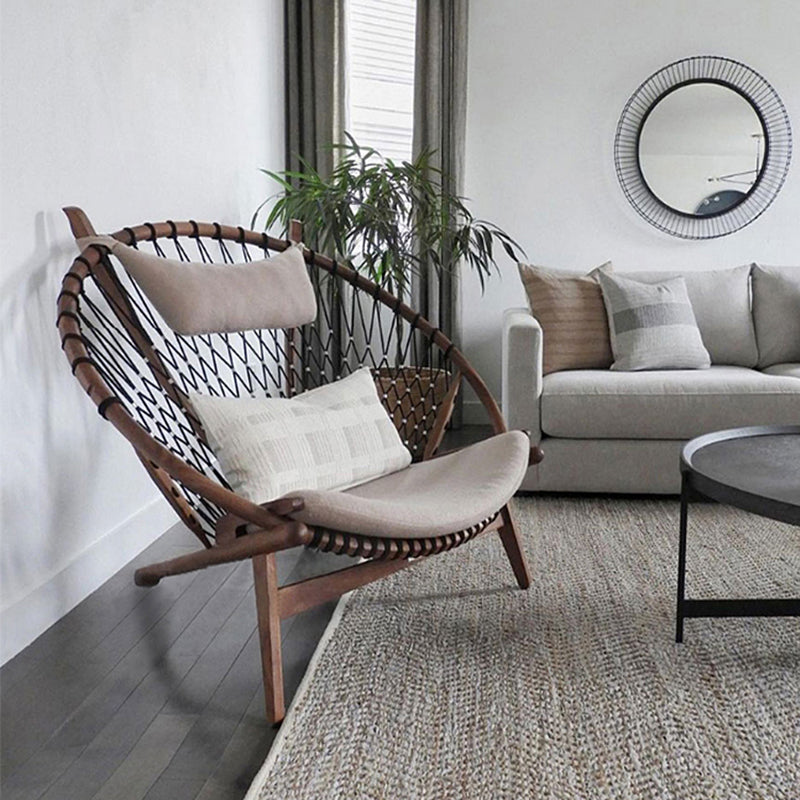 Scandinavian Papasan Chair Solid Color Wooden Papasan Chair for Living Room