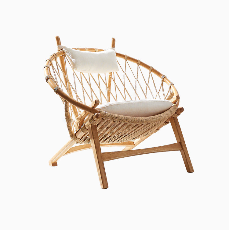 Scandinavian Papasan Chair Solid Color Wooden Papasan Chair for Living Room