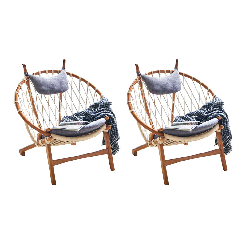 Scandinavian Papasan Chair Solid Color Wooden Papasan Chair for Living Room