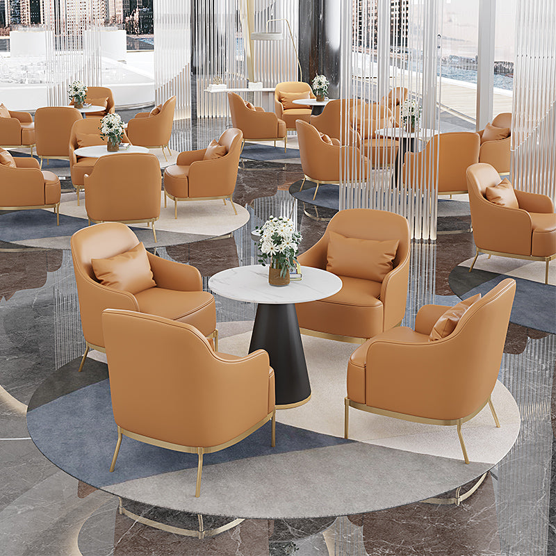 Glam Round Arms Basic Four Leg Accent Armchair with Chrome Base