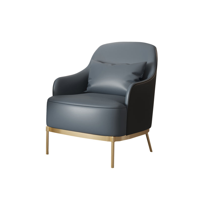 Glam Round Arms Basic Four Leg Accent Armchair with Chrome Base
