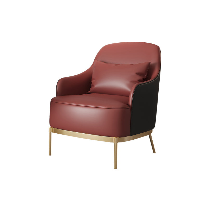Glam Round Arms Basic Four Leg Accent Armchair with Chrome Base