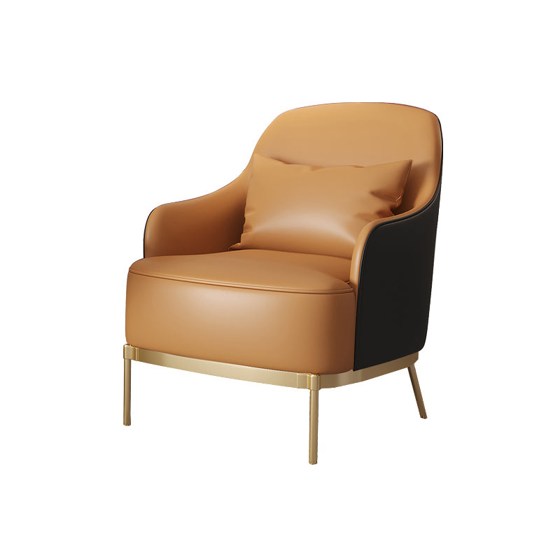 Glam Round Arms Basic Four Leg Accent Armchair with Chrome Base