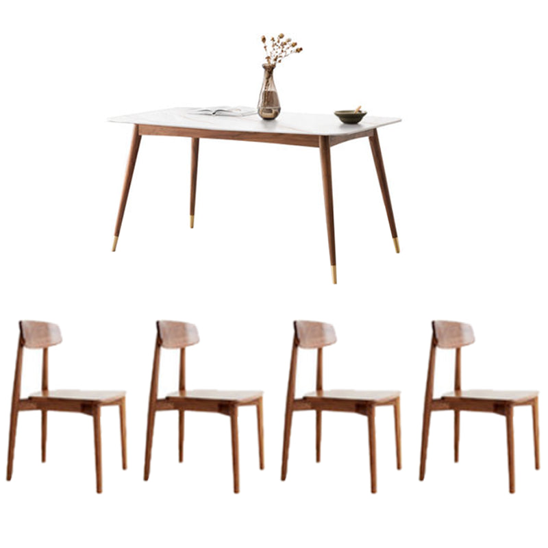 Modern Standard Height Furniture 5/7 Pcs Solid Wood 4 Legs Dinette Table with Chair