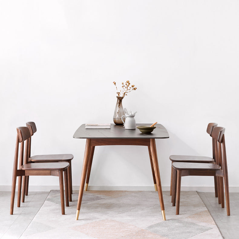 Modern Standard Height Furniture 5/7 Pcs Solid Wood 4 Legs Dinette Table with Chair