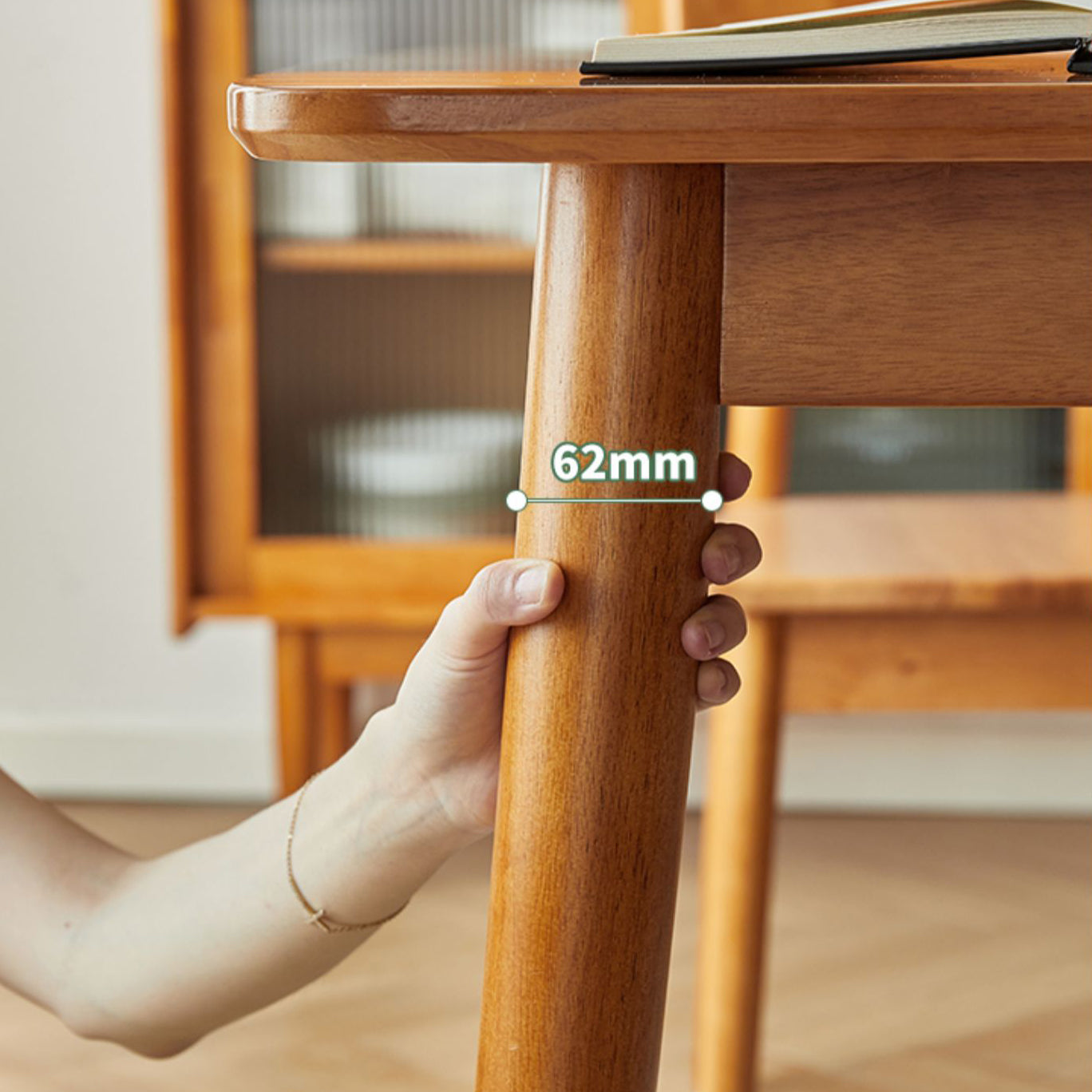 Rubberwood Solid Wood Dining Table Set 1/5 Pieces Dining Set for Kitchen