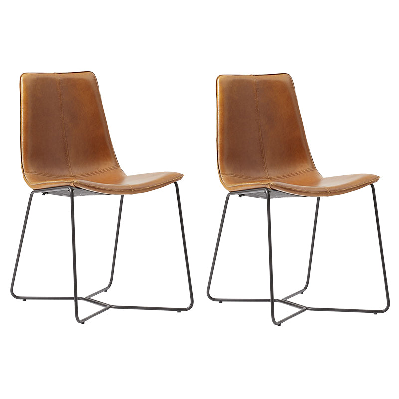 Metal Upholstered Chair Contemporary Armless Open Back Chair for Dining Room
