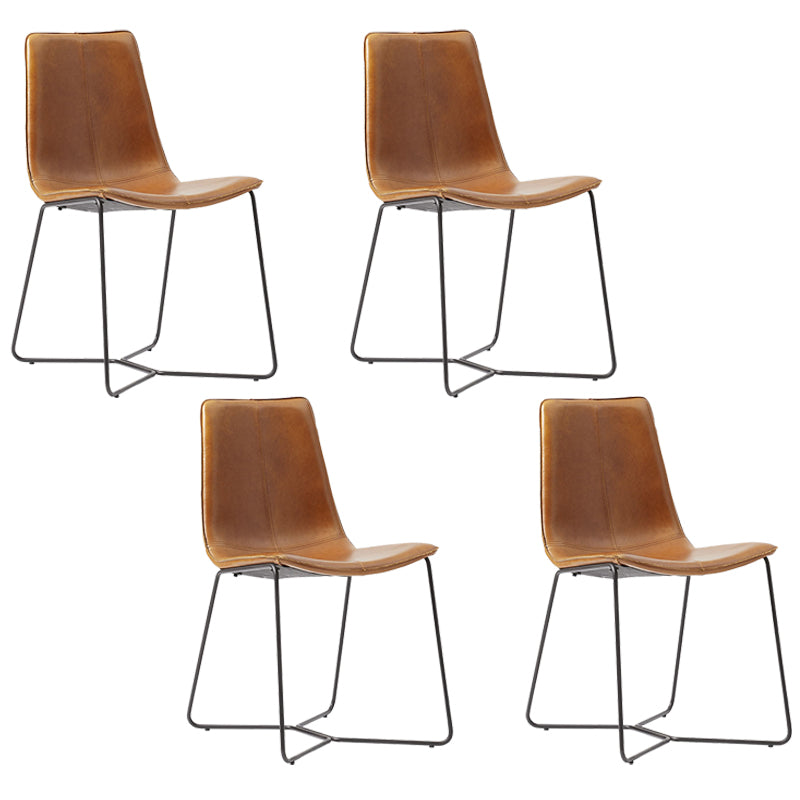 Metal Upholstered Chair Contemporary Armless Open Back Chair for Dining Room