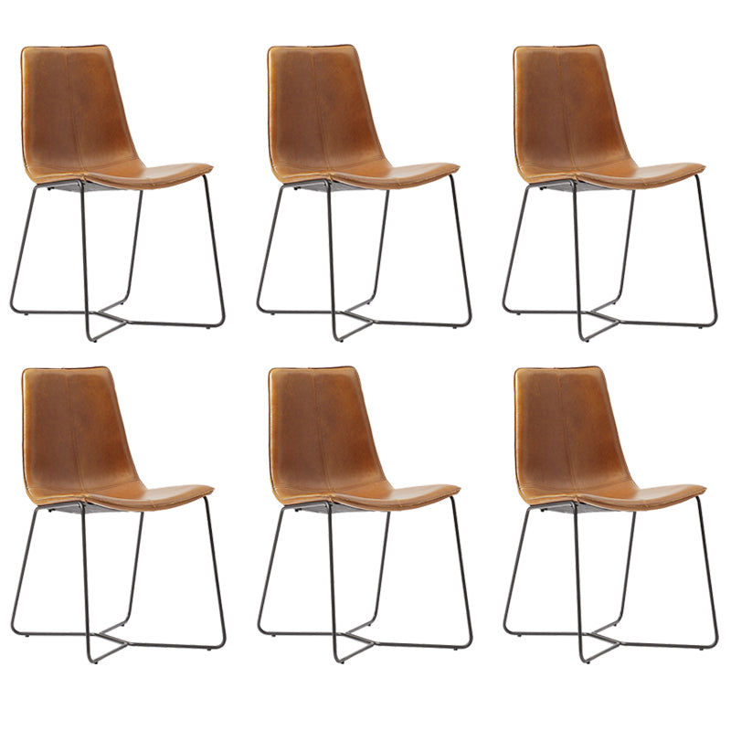 Metal Upholstered Chair Contemporary Armless Open Back Chair for Dining Room