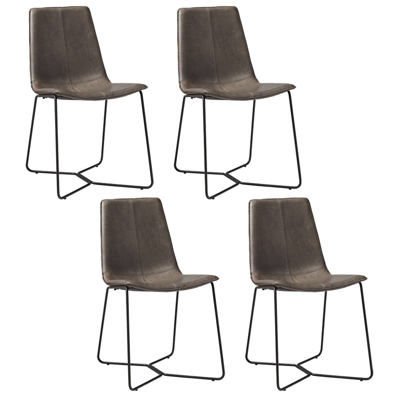 Metal Upholstered Chair Contemporary Armless Open Back Chair for Dining Room