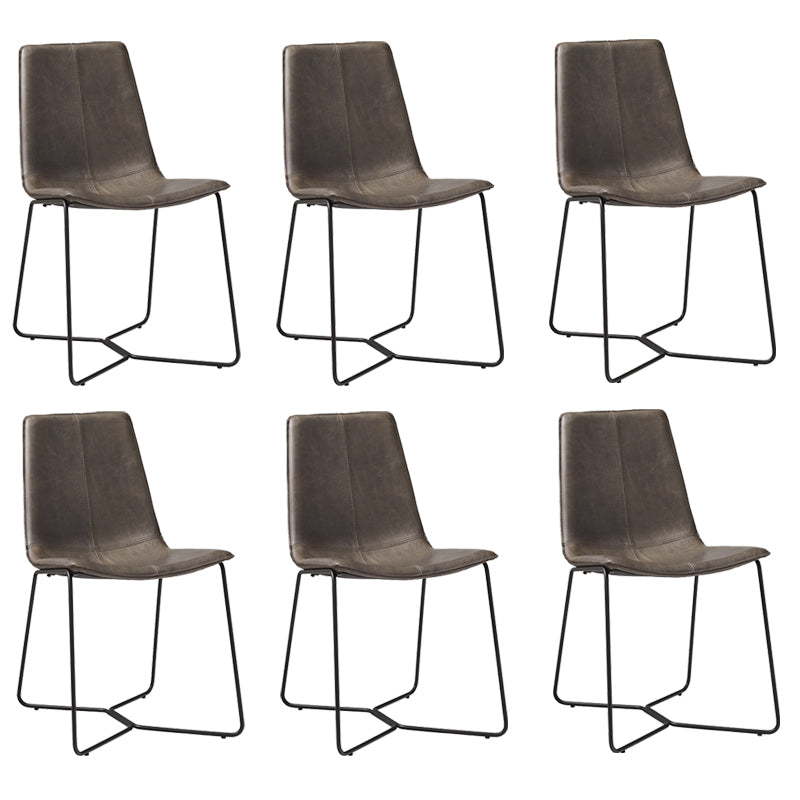 Metal Upholstered Chair Contemporary Armless Open Back Chair for Dining Room